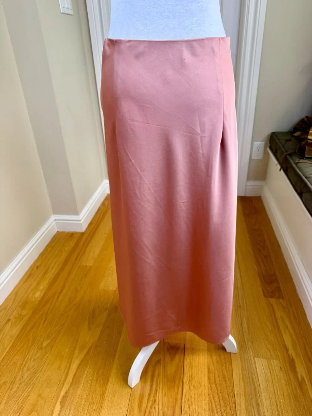 J.Crew Satin Skirt Midi Maxi Light Pink Pull On (L)